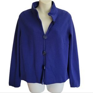 Coldwater Creek Blue Button Up Textured Long Sleeve Jacket Size Medium 10/12